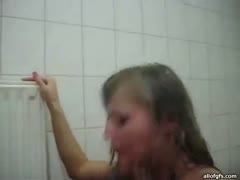A gorgeous and sultry girlfriend has cock juice poured all over her face.